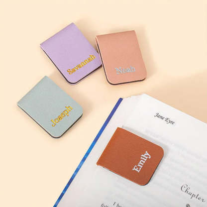 Personalized Minimalist Magnetic Leather Bookmark with Engraved Name Birthday Graduation Gift for Book Lovers Bookworm