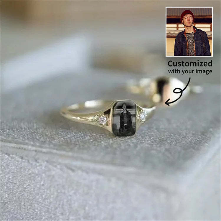 Gepersonaliseerde foto Birthstone Ring-Thanksgiving/verjaardag/verjaardag/Kerstcadeau