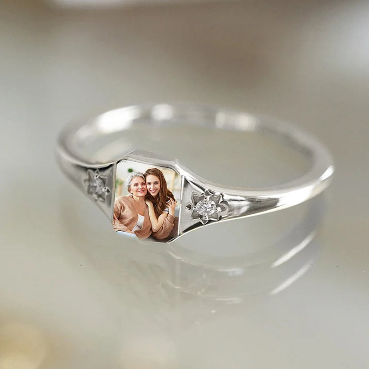 Gepersonaliseerde foto Birthstone Ring-Thanksgiving/verjaardag/verjaardag/Kerstcadeau