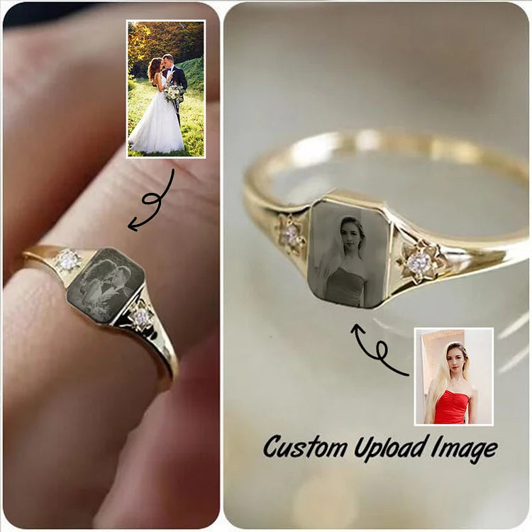 Gepersonaliseerde foto Birthstone Ring-Thanksgiving/verjaardag/verjaardag/Kerstcadeau