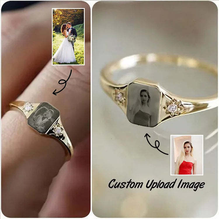 Gepersonaliseerde foto Birthstone Ring-Thanksgiving/verjaardag/verjaardag/Kerstcadeau