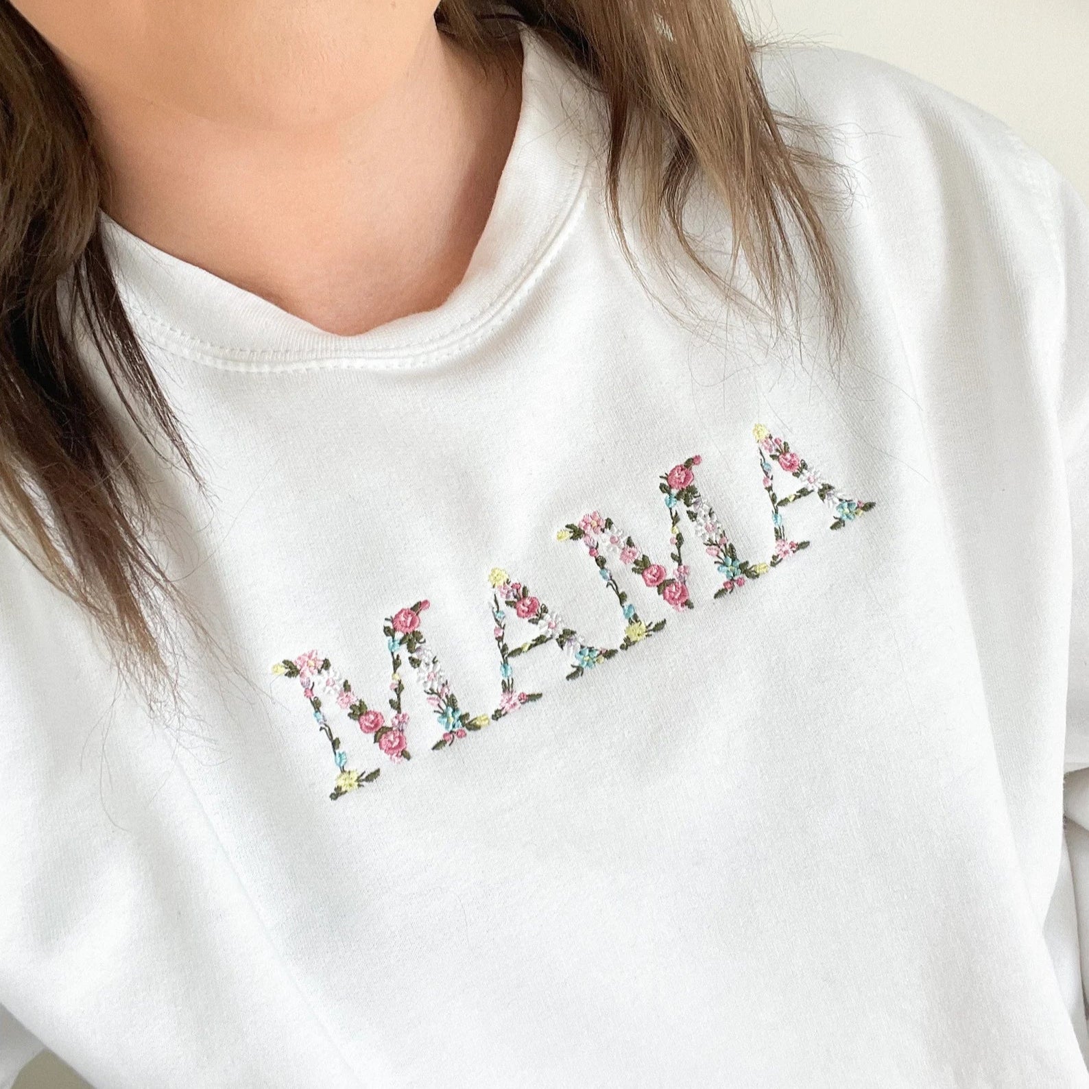 🌸Everbloom - Geborduurde bloemenmama-sweatshirt voor mama en oma