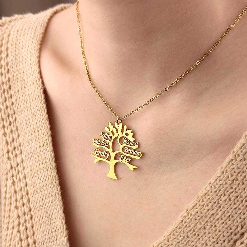 Gepersonaliseerde gegraveerde familienaamketting, gepersonaliseerde naamketting, familienaamketting, kerstcadeau, cadeau voor moeder