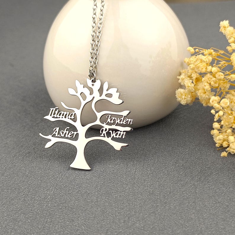 Gepersonaliseerde gegraveerde familienaamketting, gepersonaliseerde naamketting, familienaamketting, kerstcadeau, cadeau voor moeder