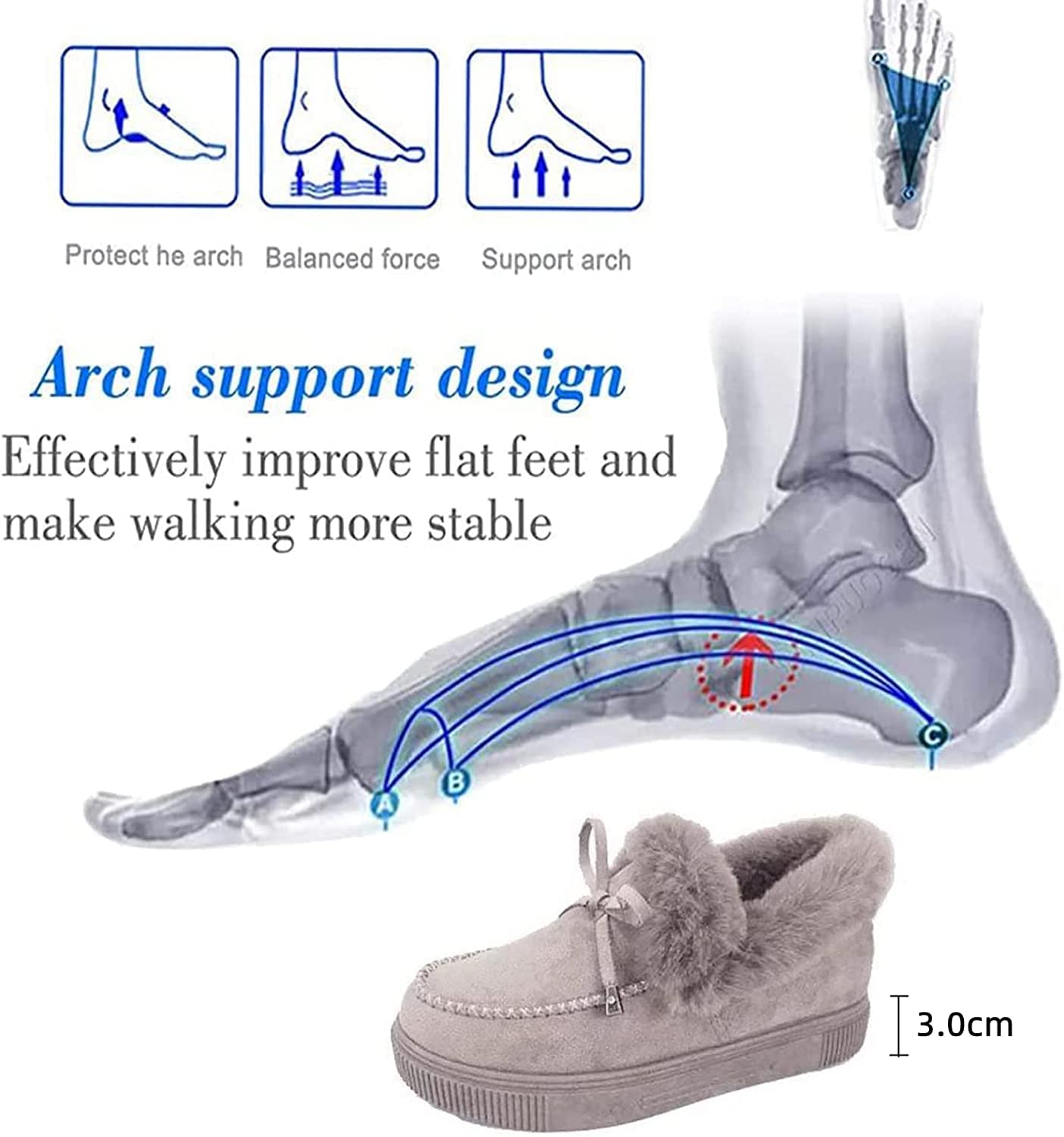 Women's boots round head thick sole Orthopedic Arch-Support thick warm cotton shoes