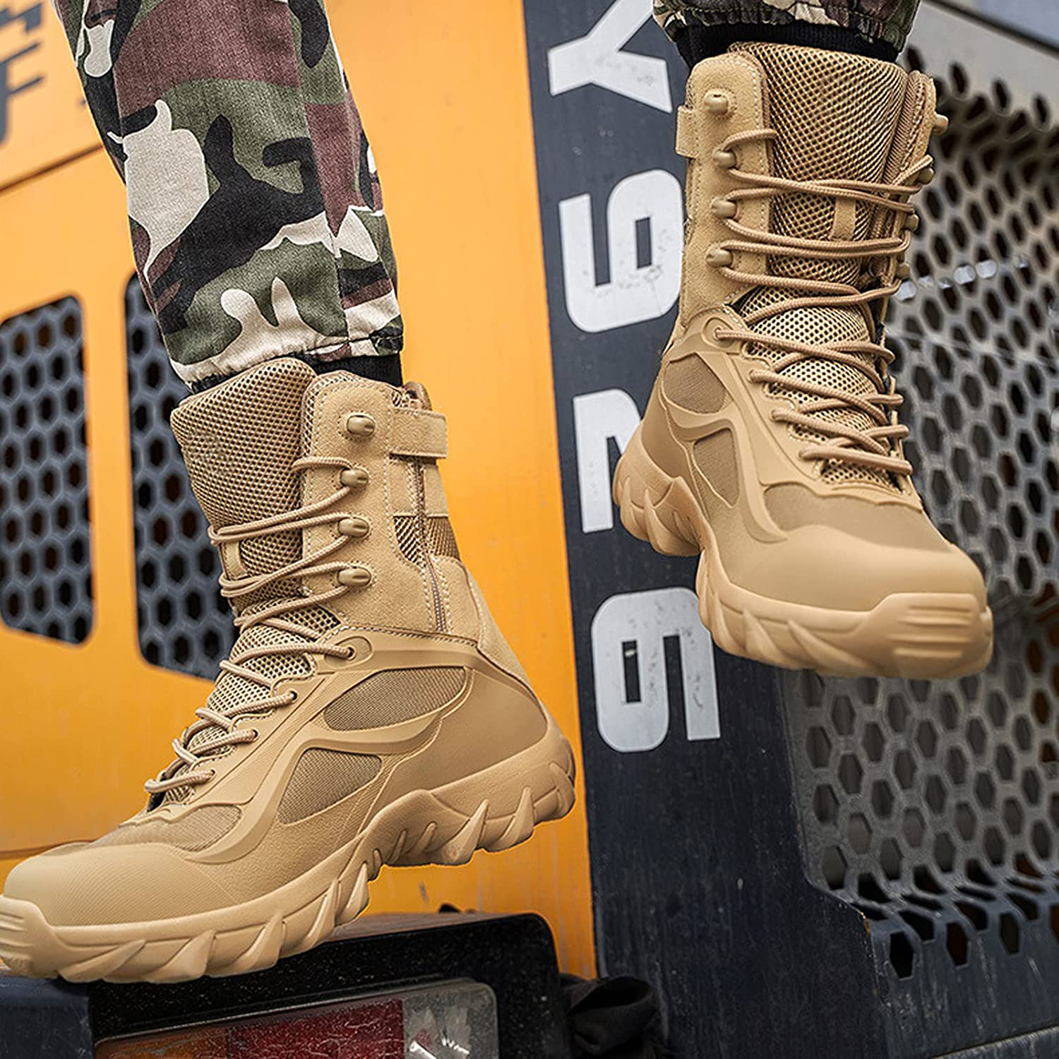 (🎖️MEMORIAL DAY SALE - 70% OFF) Men's Military Desert Combat Boots Waterproof Non-Slip Hiking Boots Work Boots