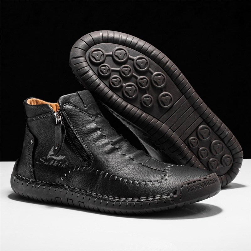 (⏰LAST DAY - 50% OFF🛒)Men's Premium Handmade Leather Boots with Wide Toe Box Enhanced Arch Support Durable Non Slip Sole and All Day Comfort for Work and Casual Wear