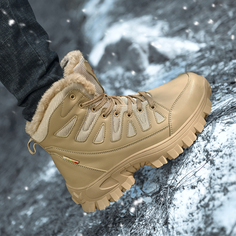 (🎁Free Socks Giveaway🧦) Men Combat Boots Waterproof Non-Slip Hiking Boots Anti-Puncture Anti-Sprain Work Boots