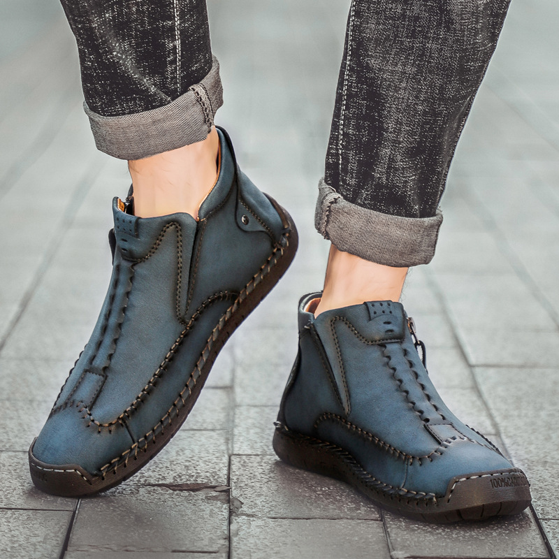 (⏰LAST DAY - 50% OFF🛒)Men's Premium Handmade Leather Boots with Wide Toe Box Enhanced Arch Support Durable Non Slip Sole and All Day Comfort for Work and Casual Wear