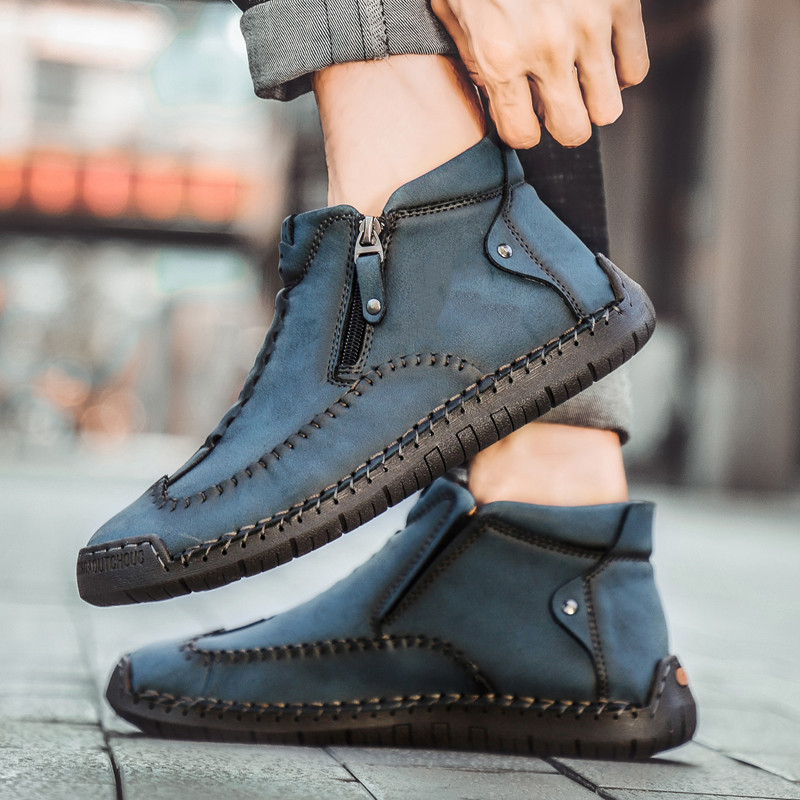(⏰LAST DAY - 50% OFF🛒)Men's Premium Handmade Leather Boots with Wide Toe Box Enhanced Arch Support Durable Non Slip Sole and All Day Comfort for Work and Casual Wear