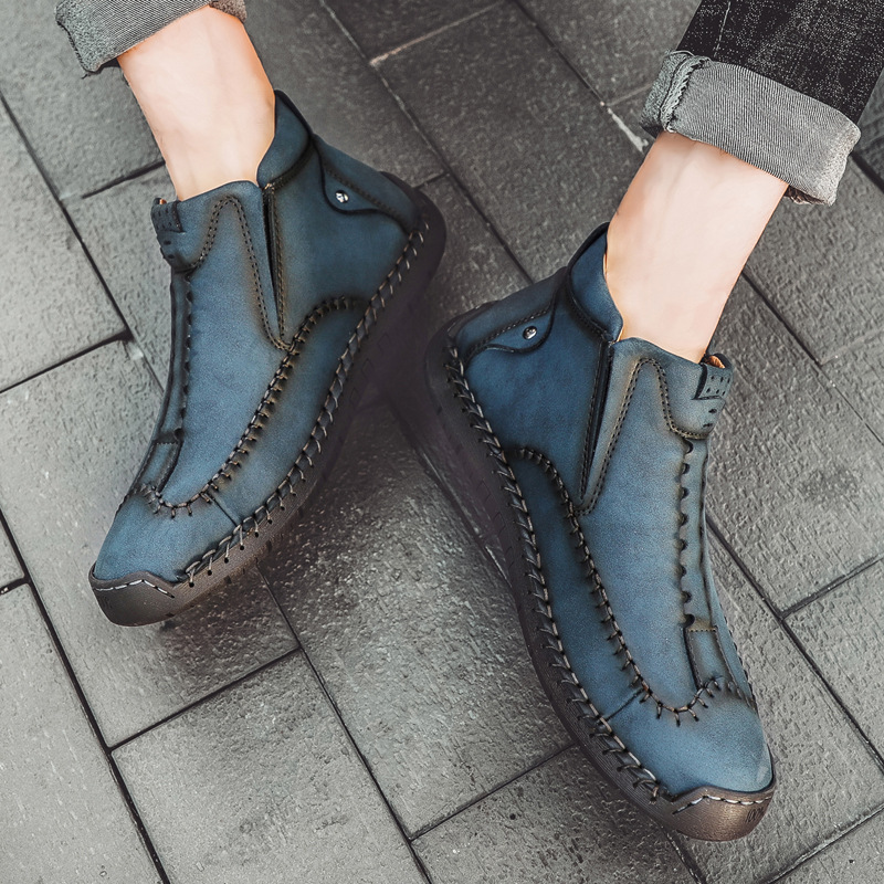 (⏰LAST DAY - 50% OFF🛒)Men's Premium Handmade Leather Boots with Wide Toe Box Enhanced Arch Support Durable Non Slip Sole and All Day Comfort for Work and Casual Wear