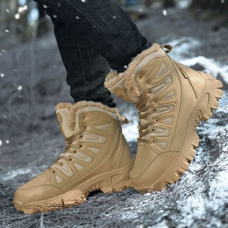 (🎁Free Socks Giveaway🧦) Men Combat Boots Waterproof Non-Slip Hiking Boots Anti-Puncture Anti-Sprain Work Boots