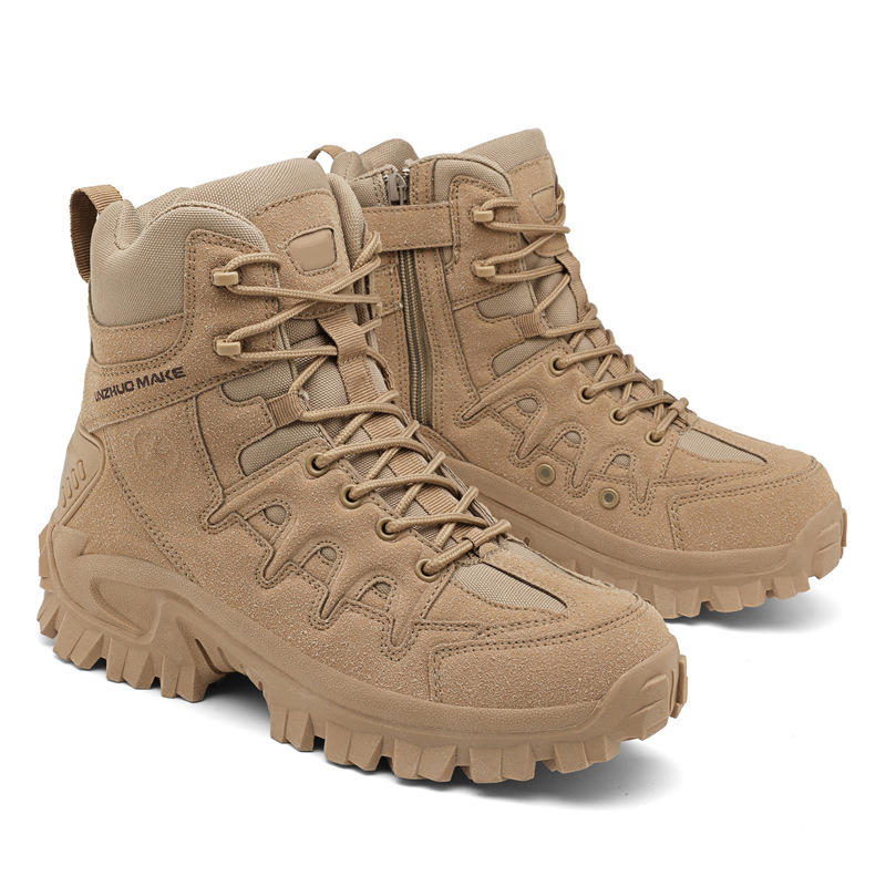 (🎁Free Socks Giveaway🧦) Men Combat Boots Waterproof Non-Slip Hiking Boots Anti-Puncture Anti-Sprain Work Boots