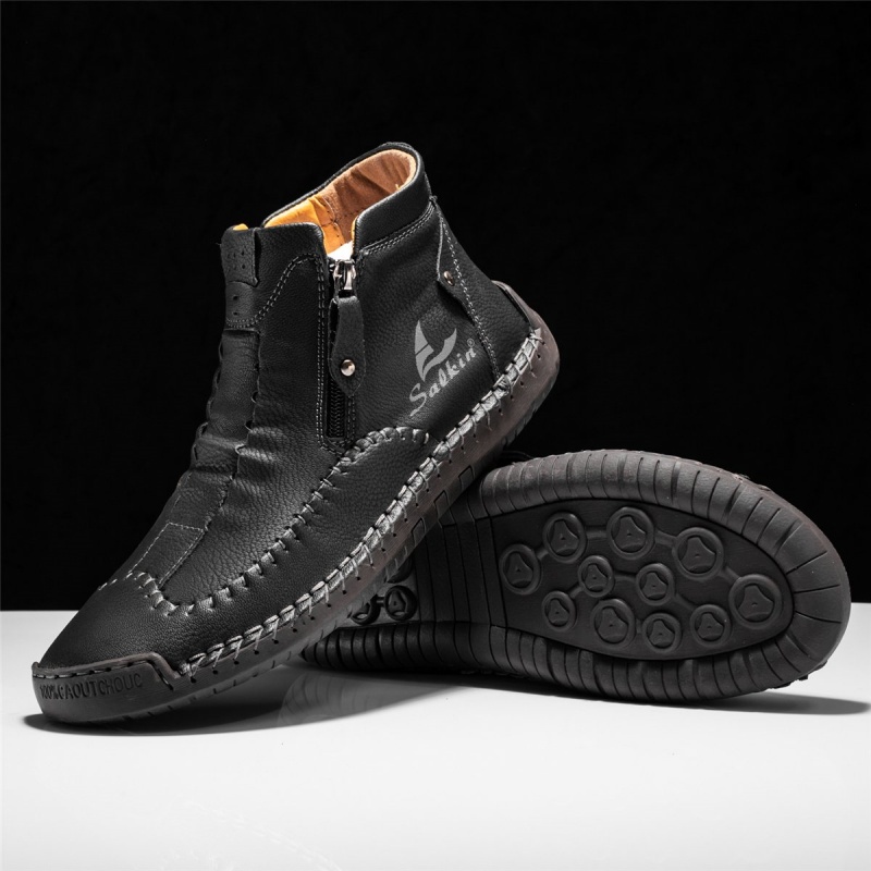 (⏰LAST DAY - 50% OFF🛒)Men's Premium Handmade Leather Boots with Wide Toe Box Enhanced Arch Support Durable Non Slip Sole and All Day Comfort for Work and Casual Wear