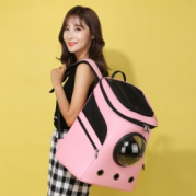 Model wearing backpack
