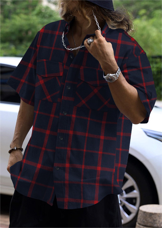 Plaid Casual Sports Short-Sleeved Shirt