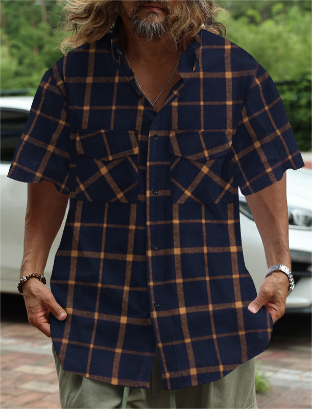 Plaid Casual Sports Short-Sleeved Shirt