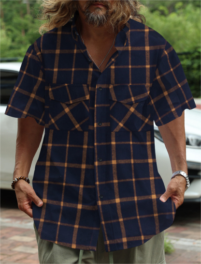 Plaid Casual Sports Short-Sleeved Shirt
