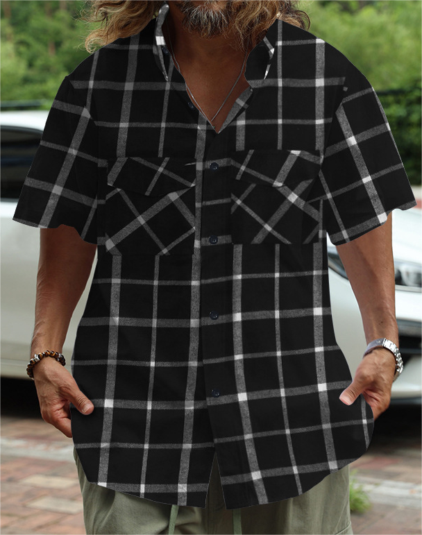 Plaid Casual Sports Short-Sleeved Shirt