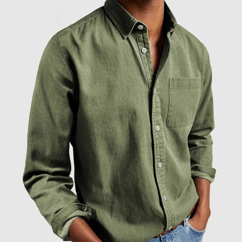Solid Color Long Sleeve Lapel Shirt