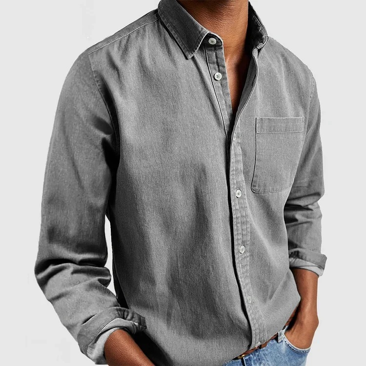 Solid Color Long Sleeve Lapel Shirt