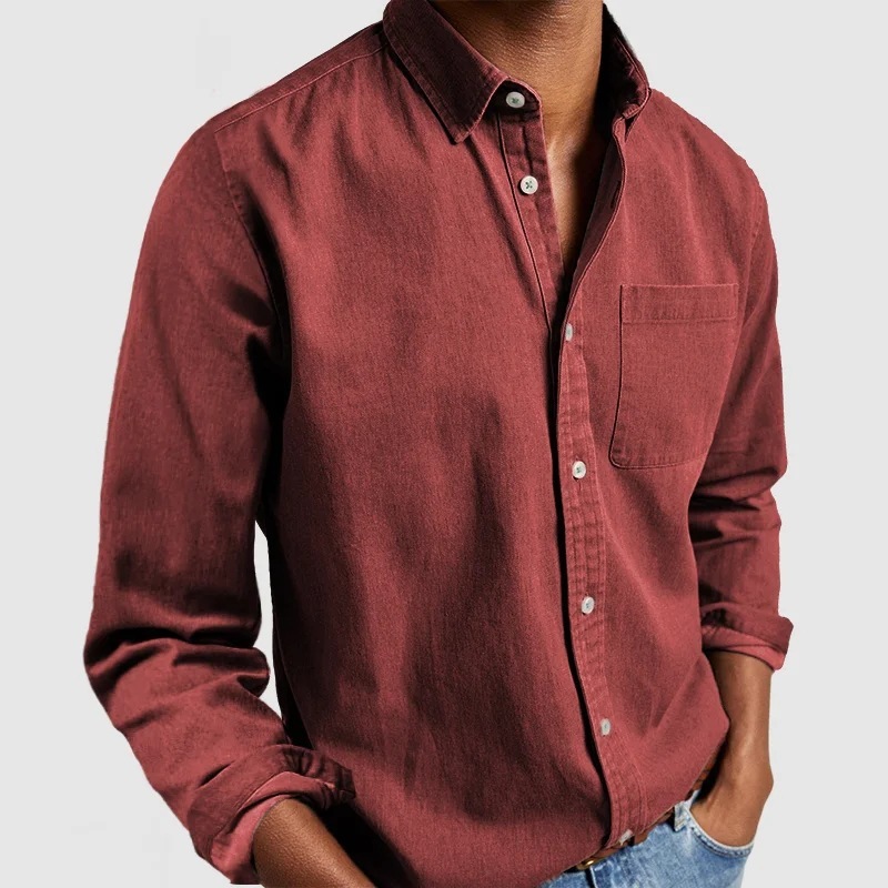Solid Color Long Sleeve Lapel Shirt