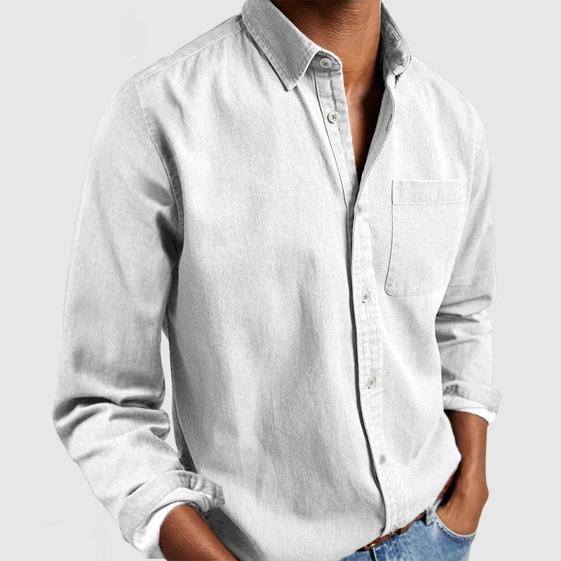 Solid Color Long Sleeve Lapel Shirt