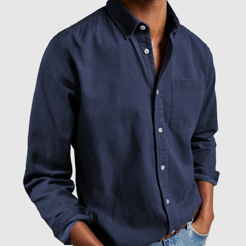 Solid Color Long Sleeve Lapel Shirt