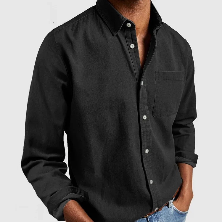 Solid Color Long Sleeve Lapel Shirt