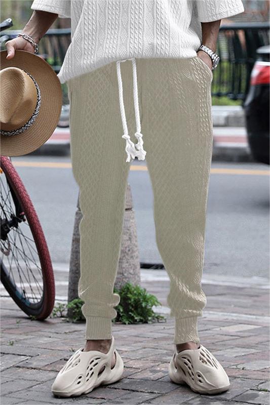 Spring And Summer Casual Jacquard Drawstring Pants