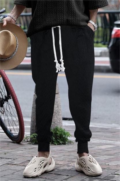 Spring And Summer Casual Jacquard Drawstring Pants