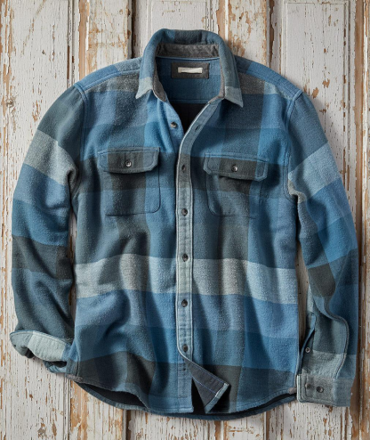 Casual Warm Plaid Button-Down Shirt