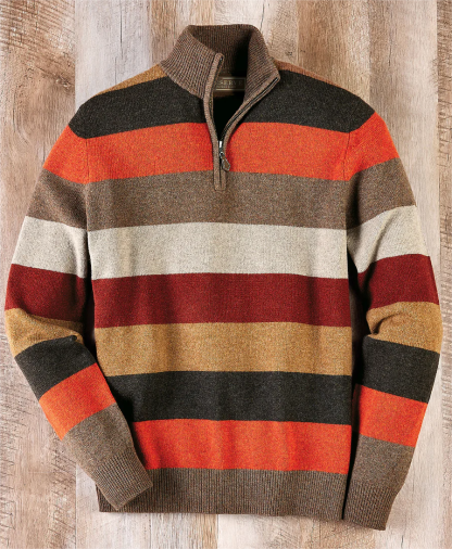 Striped Zip-Up Sweater