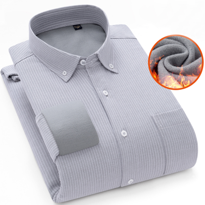 Thermal Lined Striped Button-Up