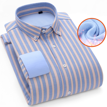 Thermal Lined Colorblock Stripe Button Shirt