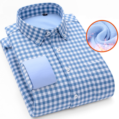 Colorblock Plaid Thick Warm Shirt