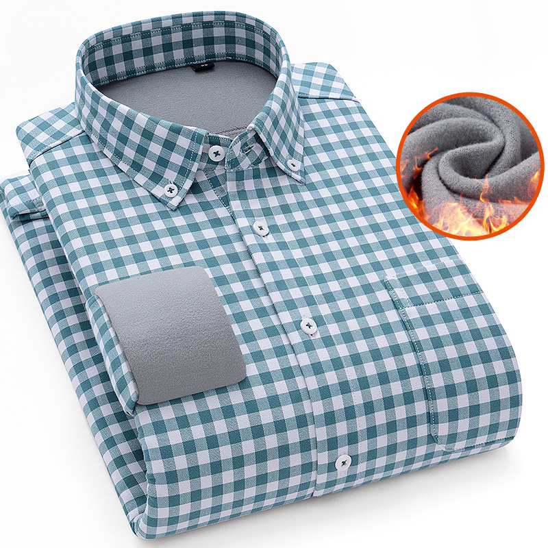 Colorblock Plaid Thick Warm Shirt