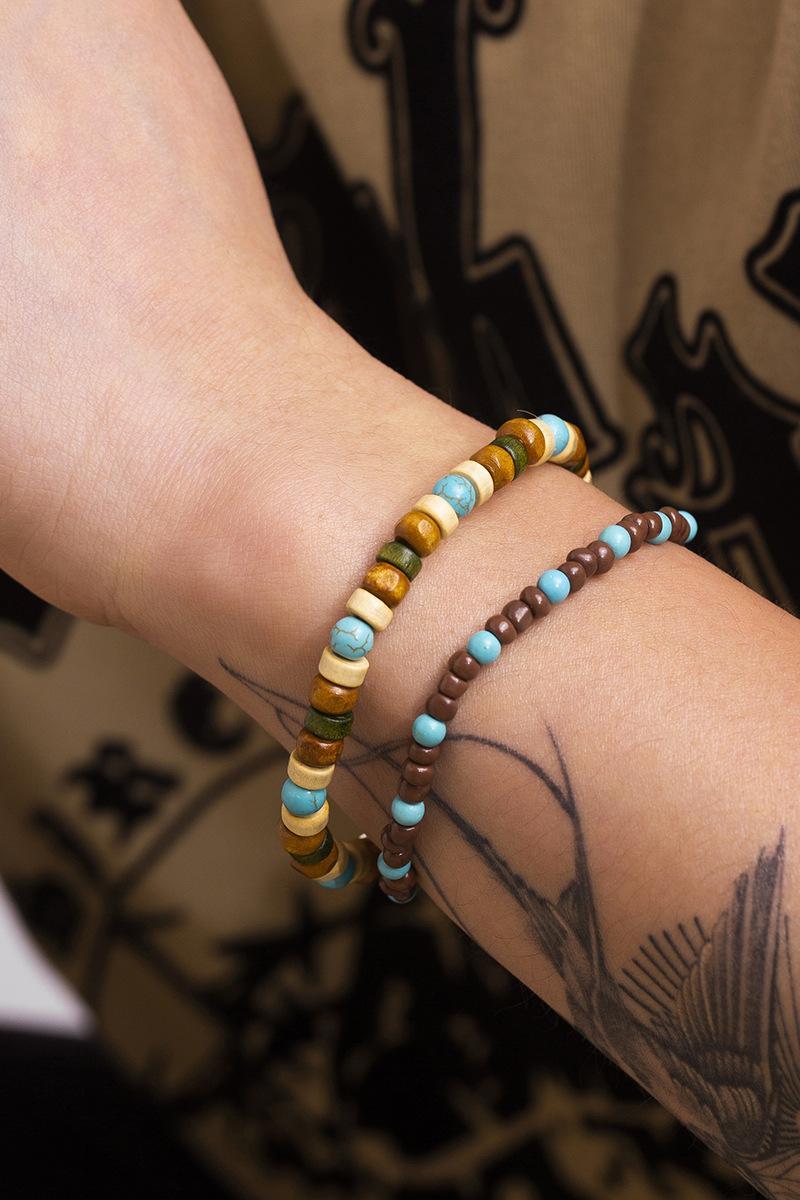 Turquoise Wooden Bead Bracelet