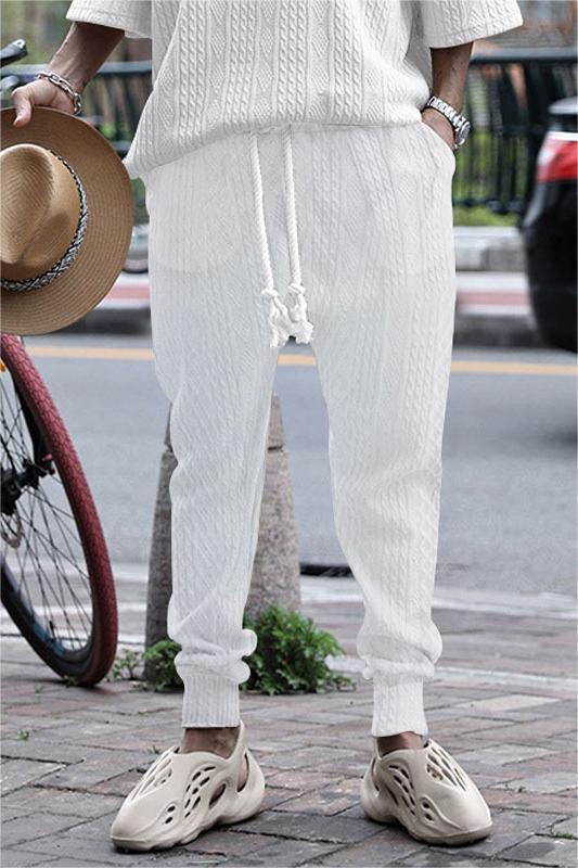 Spring And Summer Casual Jacquard Drawstring Pants