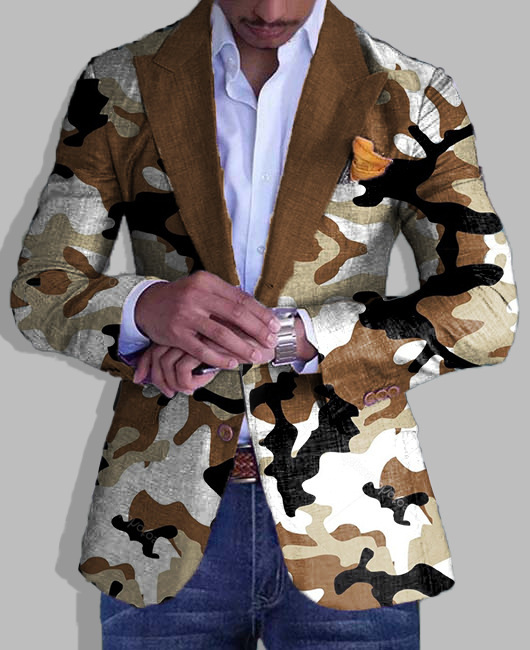 Single-Breasted Two-Button Plaid Casual Slim-Fit Suit Jacket