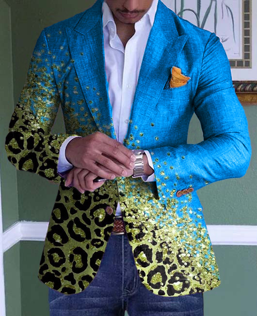 Single-Breasted Two-Button Plaid Casual Slim-Fit Suit Jacket