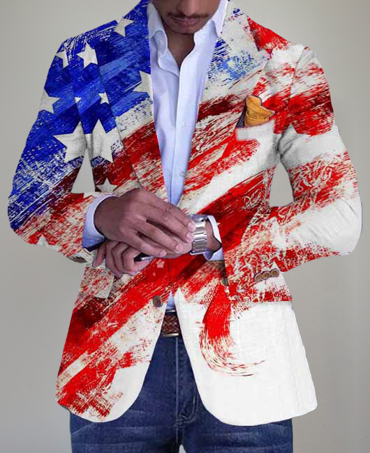 Single-Breasted Two-Button Plaid Casual Slim-Fit Suit Jacket