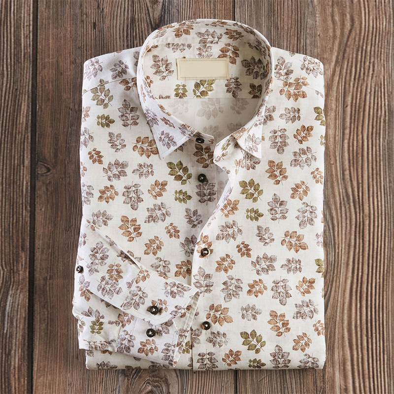 Leaf Print Long Sleeve Shirt