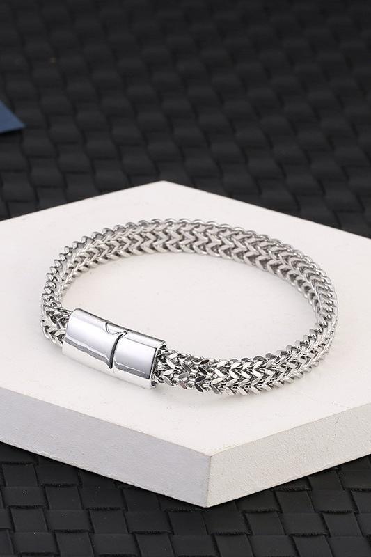 Stainless Steel Braided Front And Back Chain Magnet Buckle Bracelet