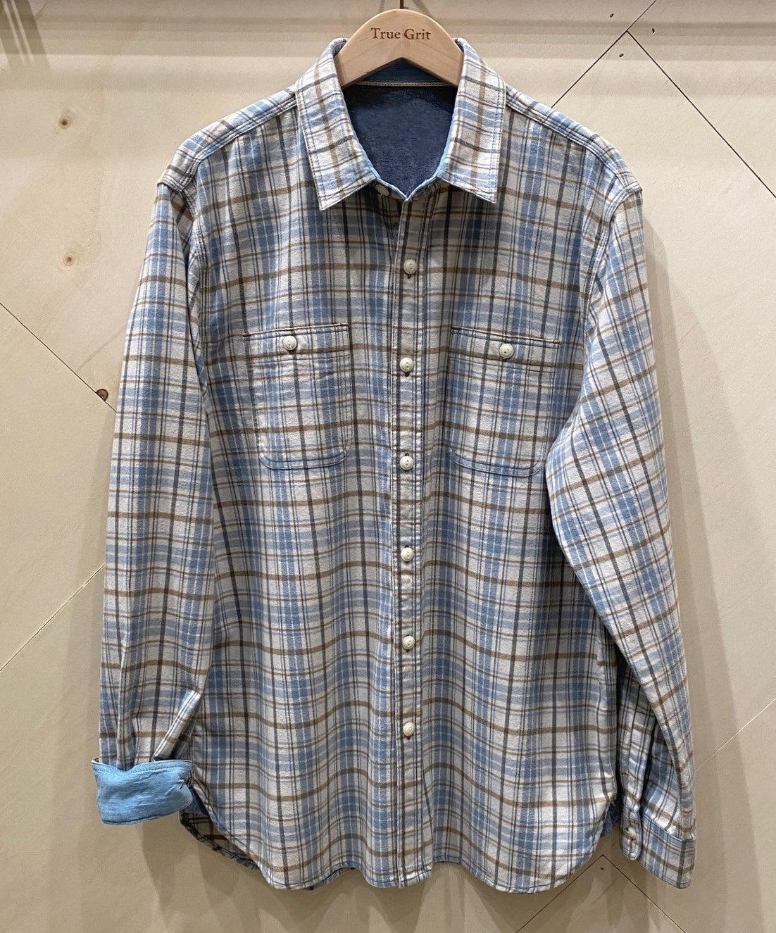 Mens Silver Sky Plaid Shirt