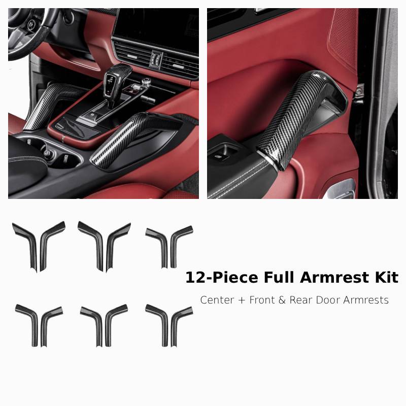 Asign Carbon Fiber Texture Door Handle & Center Console Armrest Trim – Custom Fit for Porsche Cayenne (2011–2025)