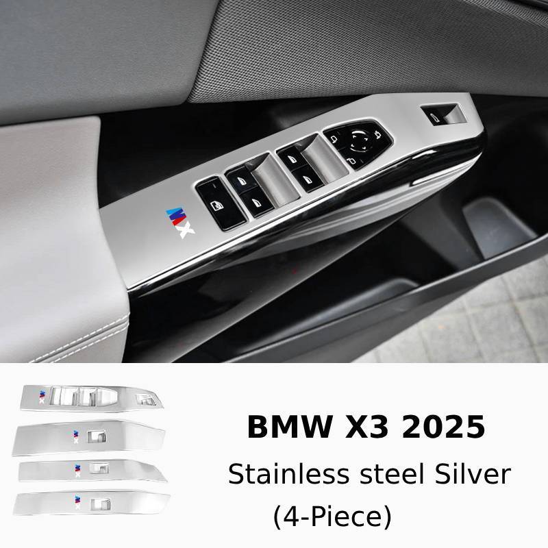 Asign Carbon Fiber & Stainless Steel Window Switch Frame Covers for BMW 1-7 Series, X1-X5 – 4PCS Interior Upgrade