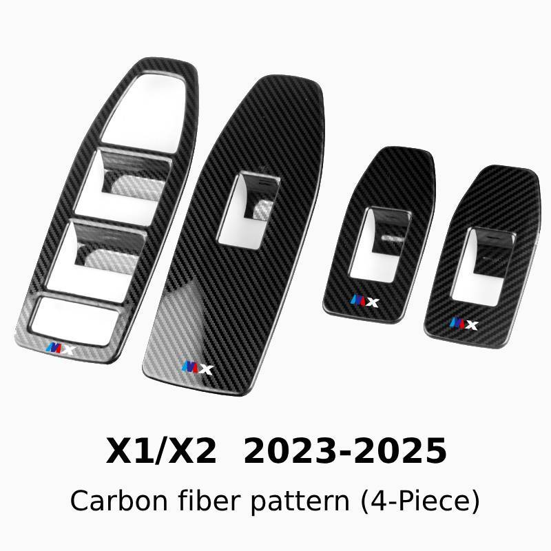Asign Carbon Fiber Film & Stainless Steel Window Switch Frame Covers for BMW 3, 4, 5, 6, 7 Series, X1,X2, X3, X5 – 4PCS Interior Upgrade
