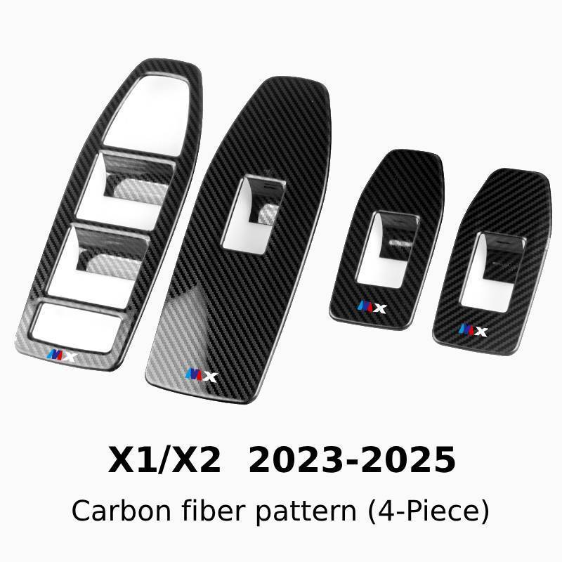 Asign Carbon Fiber Film & Stainless Steel Window Switch Frame Covers for BMW 3, 4, 5, 6, 7 Series, X1,X2, X3, X5 – 4PCS Interior Upgrade
