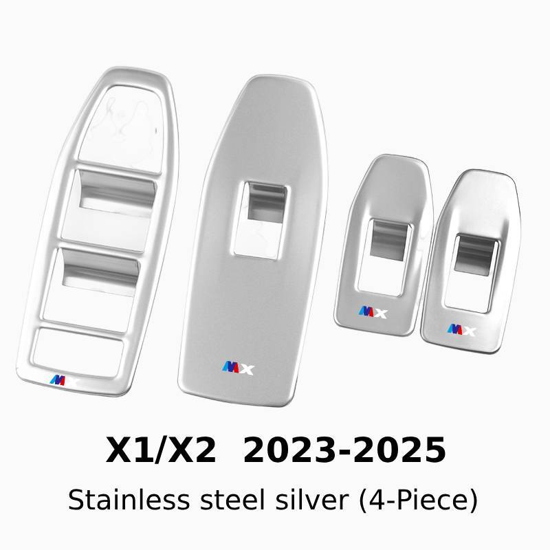 Asign Carbon Fiber Film & Stainless Steel Window Switch Frame Covers for BMW 3, 4, 5, 6, 7 Series, X1,X2, X3, X5 – 4PCS Interior Upgrade